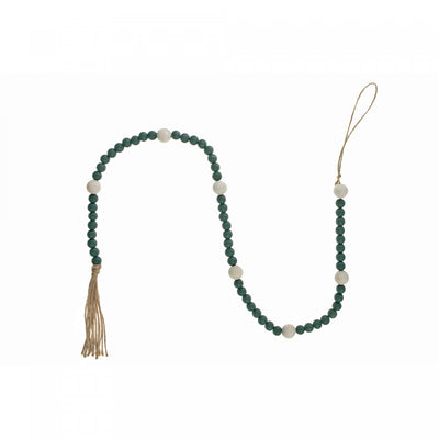 Dual Wood Bead Garland Green Christmas Ornaments|Guirlande de Noël double verte avec perles en bois