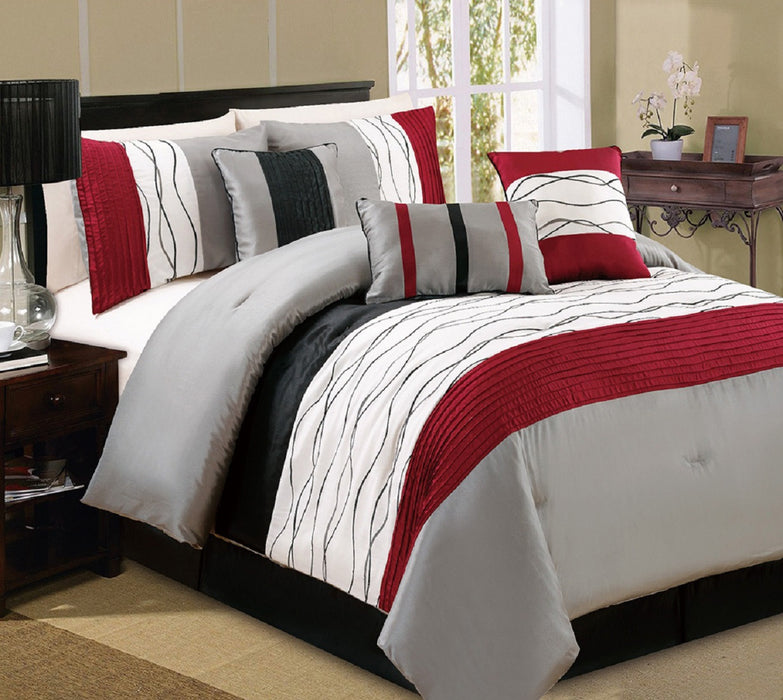 Chincha 7-Piece Queen Comforter Set - Red