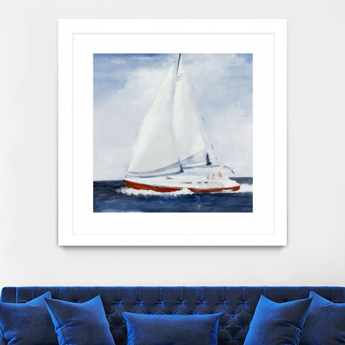 \"Chasing The Sun\" Matted and Framed White 36x36 Wall Art