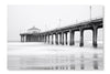 Black  White Photo of Manhattan Beach Pier 16x24 Wall Art Fabric Panel Without Frame