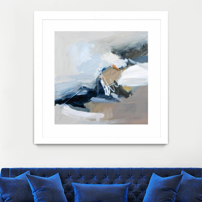\"Surfacing\" Matted and Framed White 30x30 Wall Art