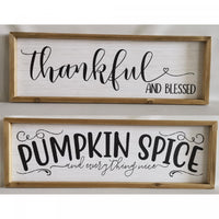Framed Wall Plaque Thankful/pumpkin Spice - Set of 2 Wall Decor