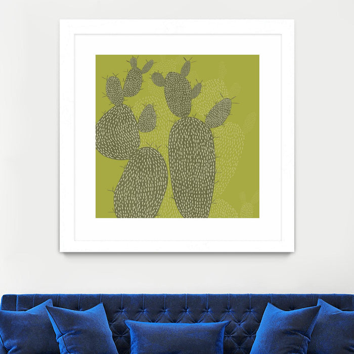 \"Opuntia I\" Matted and Framed White 30x30 Wall Art
