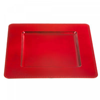 Charger Plate Square Beaded Red 13 x 13 - Set of 2 Dinnerware
