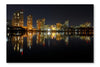 Dark Cityscape with Illuminated Buildings 24x36 Wall Art Fabric Panel Without Frame