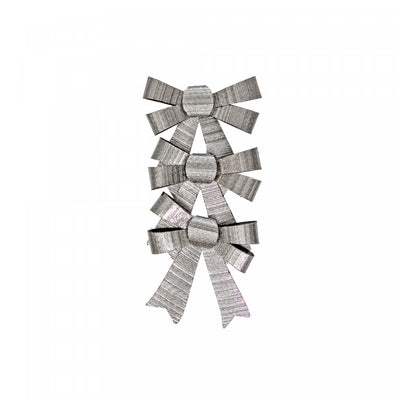 3pc Shiny Bows Silver - Set of 6 Giftwrap|3 boucles brillantes argentées - ensemble de 6 articles d’emballage-cadeau