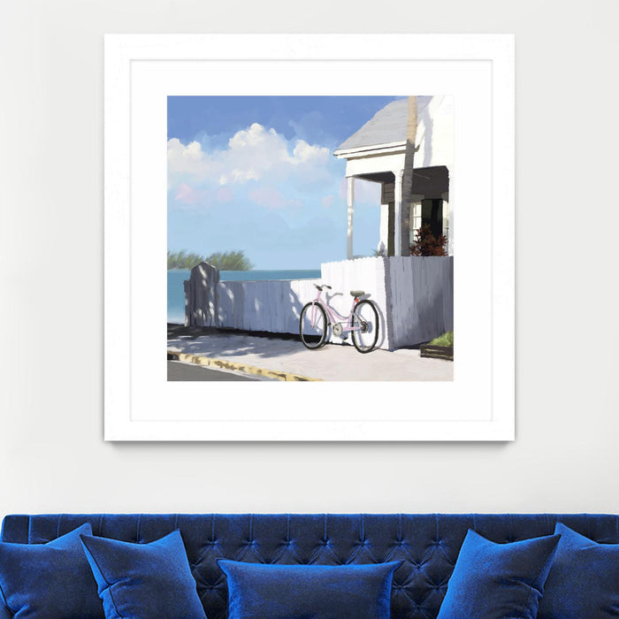 \"Key West Cabana Ii\" Matted and Framed White 36x36 Wall Art