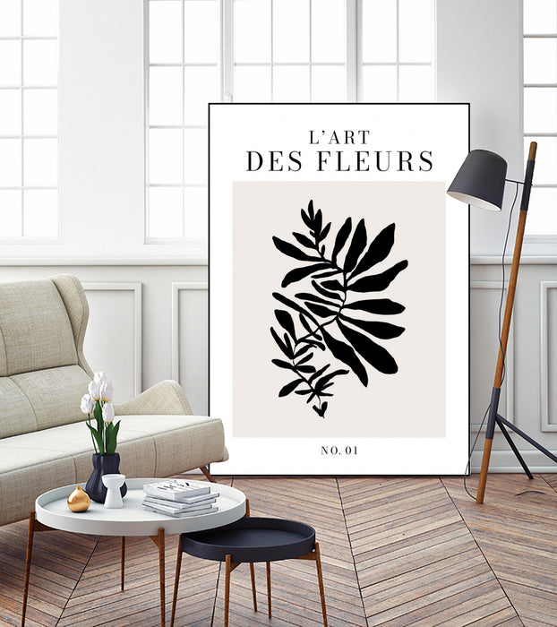 \"L'art Des Fleurs\" Canvas Framed Black 24x36 Wall Art