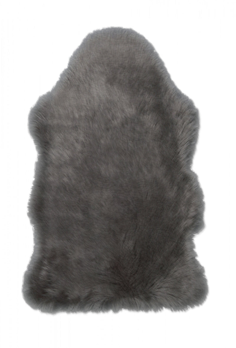 Marcia Sheepskin Plush Grey Area Rug - 2'0" x 3'0"