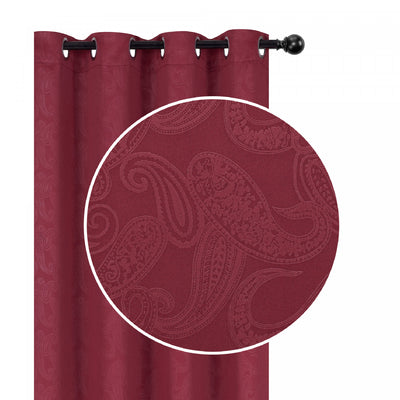 Embossed Blackout Panel Paisley Red 84" - Set of 2 Drapes and Blinds|Panneau coupe-lumière embossé rouge de 84 po à motif cachemire - ensemble de 2 rideaux et stores