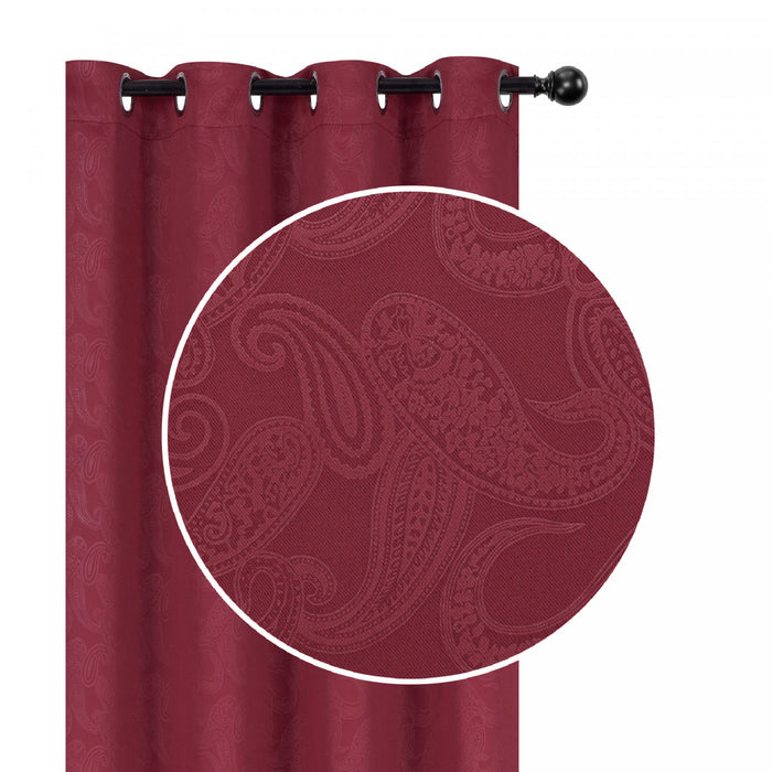 Embossed Blackout Panel Paisley Red 84\" - Set of 2 Drapes and Blinds