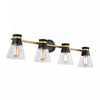 Kanata Black & Brushed Brass 4-Light Bathroom Vanity Light