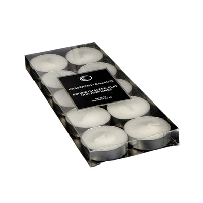 10 Pk Unscented Tealights White - Set of 2 Candle|Paquet de 10 bougies chauffe-plats blanches non parfumées - ensemble de 2 paquets de bougies