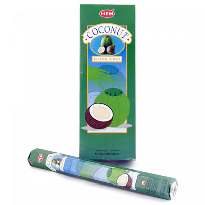 Hem Incense 20 Stick Coconut - Set of 6 Incense Sticks|20 bâtons d’encens Hem à arôme de noix de coco - ensemble de 6 paquets de bâtons d’encens