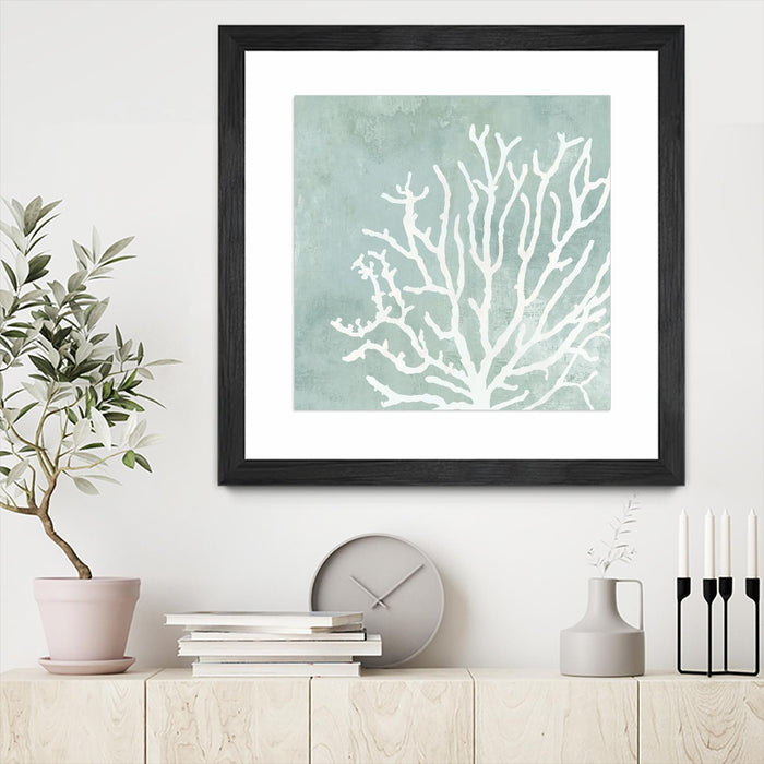 \"Sea Crown Ii\" Matted and Framed Black 36x36 Wall Art