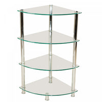 Lexi 4-tier Chrome Corner Frosted Glass Stand Shelves