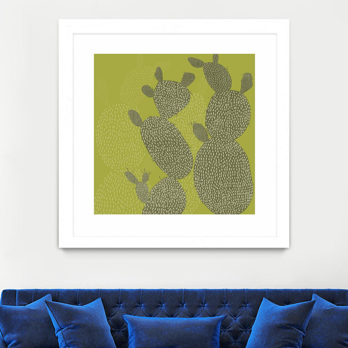 \"Opuntia Ii\" Matted and Framed White 36x36 Wall Art
