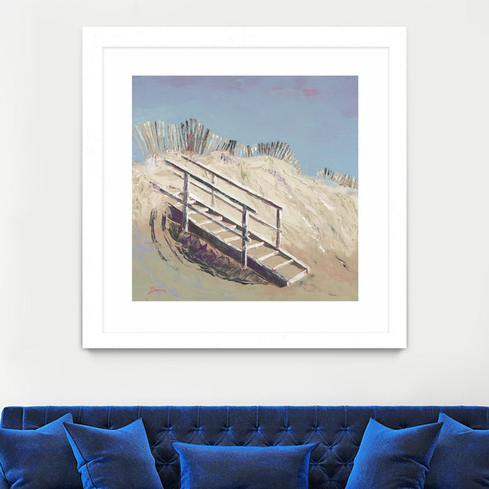 \"Beach Access\" Matted and Framed White 36x36 Wall Art