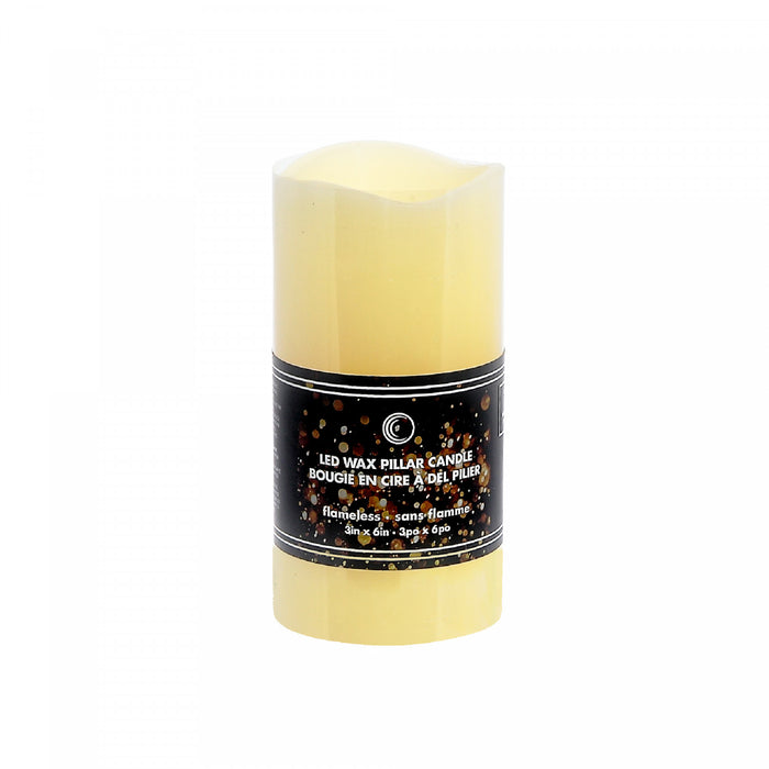 LED Wave Top Unscented Ivory Candle with Timer 3 x 6\" - Set of 2
