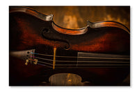 Detail of Old Violin in Vinstage Style on Wood Background 28x42 Wall Art Fabric Panel Without Frame