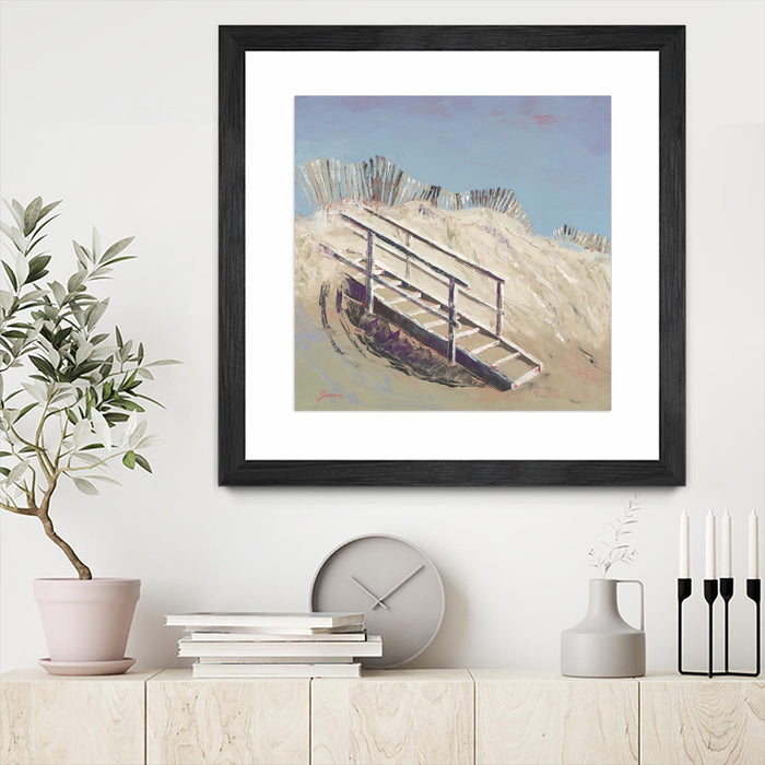 \"Beach Access\" Matted and Framed Black 30x30 Wall Art