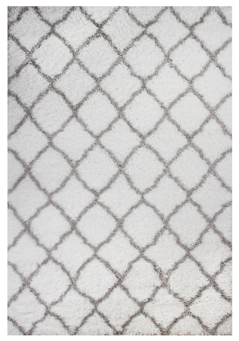 Ker White Lattice 7x10 Area Rug