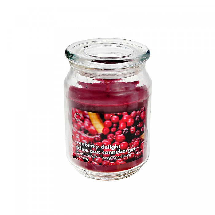 18 Oz Scented Jar with Glass Lid Cranberry Delight - Set of 2 Candle
