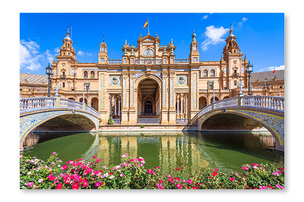 Seville, Spain At Spanish Square 24x36 Wall Art Frame And Fabric Panel