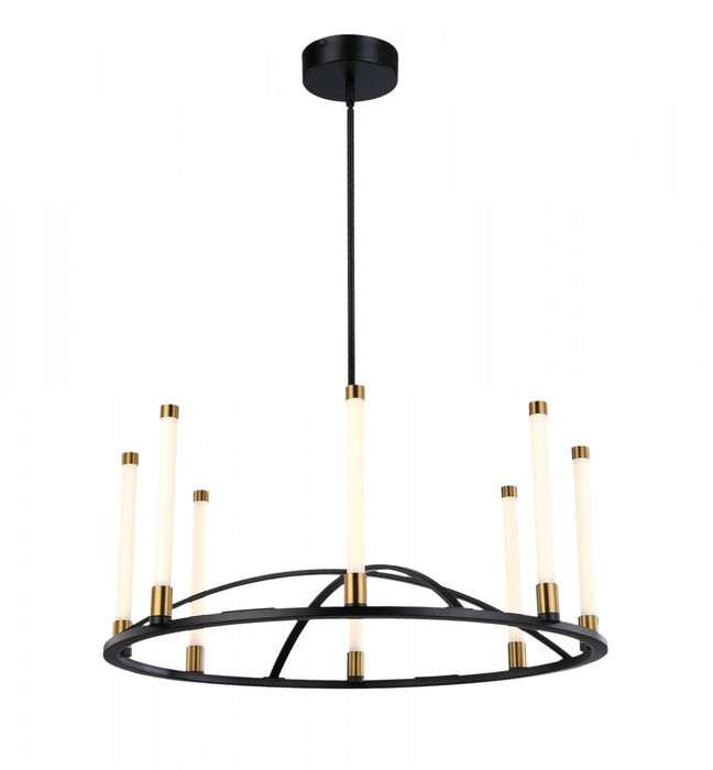 Infiniti Matte Black & Brass 8-Light Integrated LED Chandelier