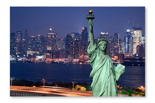 Panorama Of New York City 28x42 Wall Art Frame And Fabric Panel