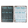 Metal Wall Sign Toilet Rules - Set of 2 Wall Decor