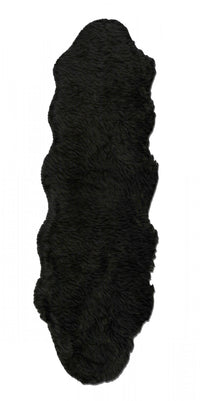 Marcia Sheepskin Plush Black Area Rug - 2'0