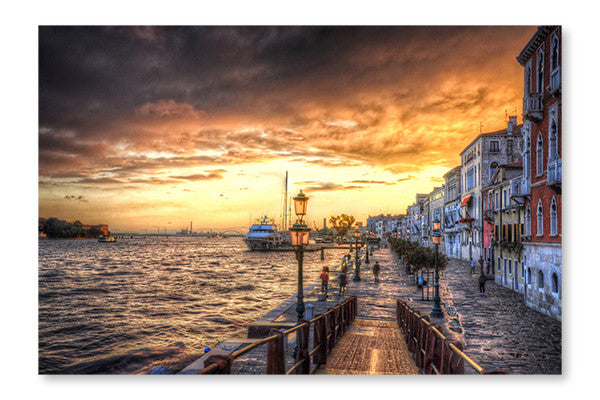Beautiful Sunset in The Sea Shore of A Mediterranean Sea, Venice 28x42 Wall Art Fabric Panel Without Frame
