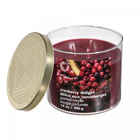 14 Oz 3 Wick Jar Candle with Lid Cranberry Delight - Set of 2