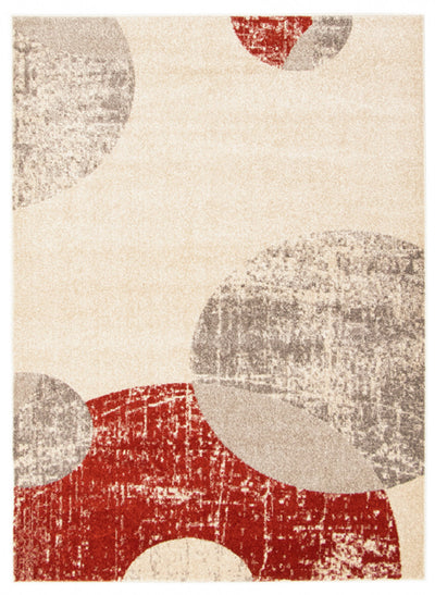 Ellegance Ivory / Red 6'7" x 9'6" Area Rug