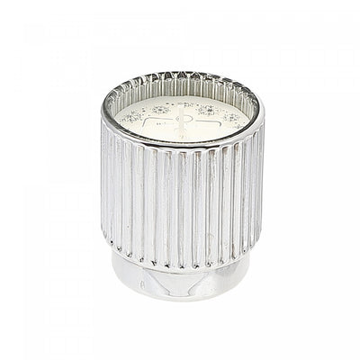 4.6oz Ribbed Silver Electroplated Scented Candle Winter Berry - Set of 2|Bougie parfumée côtelée électroplaquée argent de 4,6 oz à arôme de baie d’hiver - ensemble de 2