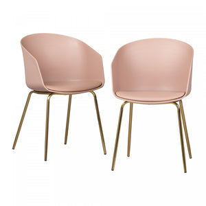 Flam Pink and Gold Dining Chairs - Set of 2