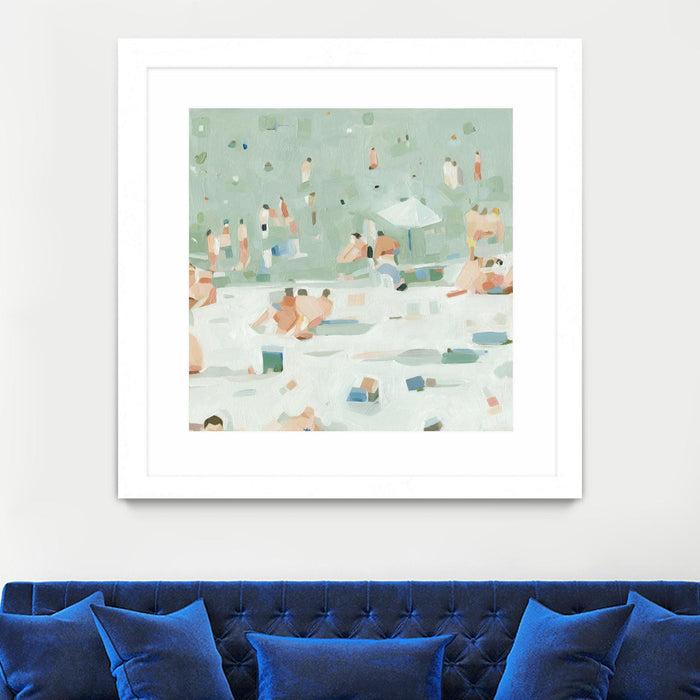 \"Summer Confetti I\" Matted and Framed White 36x36 Wall Art