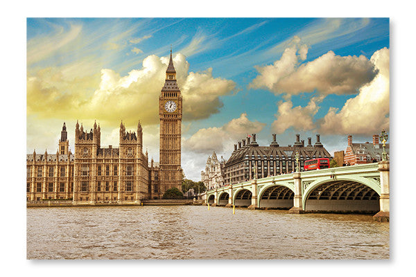 Beautiful View of Westminster Bridge  Houses of Parliament 28x42 Wall Art Fabric Panel Without Frame