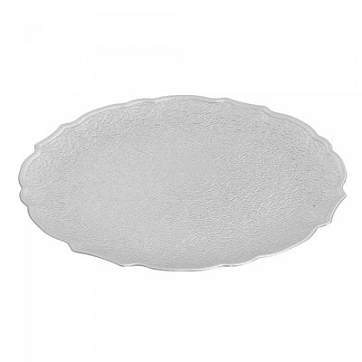 Round Serving Plate Textured Silver 13" - Set of 6|Assiette de service ronde argentée texturée de 13 po - ensemble de 6