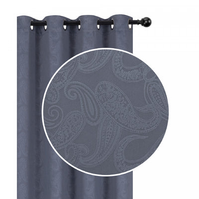 Embossed Blackout Panel Paisley Grey 84" - Set of 2 Drapes and Blinds|Panneau coupe-lumière embossé gris de 84 po à motif cachemire - ensemble de 2 rideaux et stores