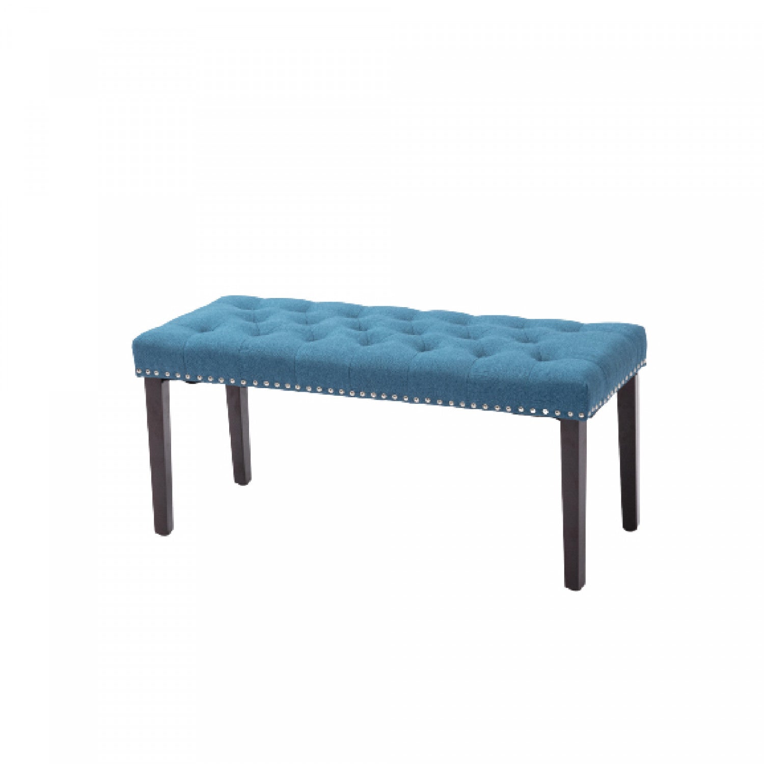 Cabara Tufted Fabric Bench Blue Benches The Brick