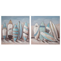 Hand Painted Canvas Wall Art Surf Boards - Set of 2 Wall Decor