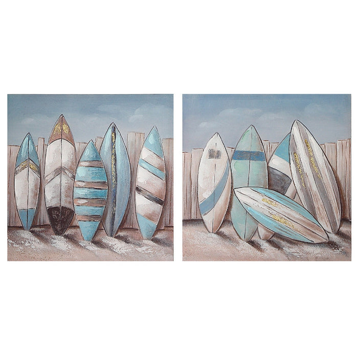 Hand Painted Canvas Wall Art Surf Boards - Set of 2 Wall Decor
