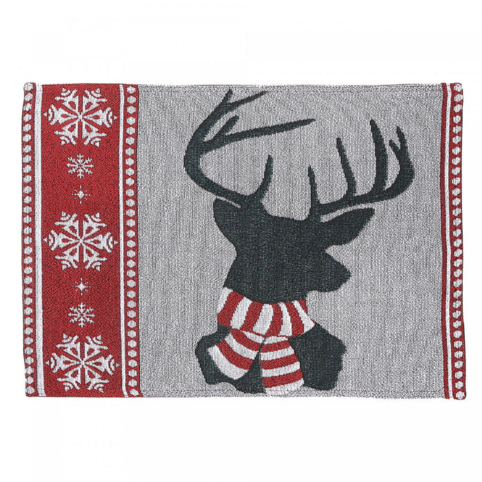 Tapestry Placemat Reindeer Head 13 x 18 - Set of 12