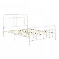 Prairie Queen Metal Platform Bed - White Wash 