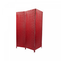 3 Panel Woven Bamboo Screen Burgundy