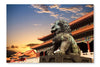 Bronze Lion in The Forbidden City 24x36 Wall Art Fabric Panel Without Frame