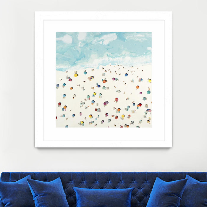 \"Beach Days\" Matted and Framed White 36x36 Wall Art