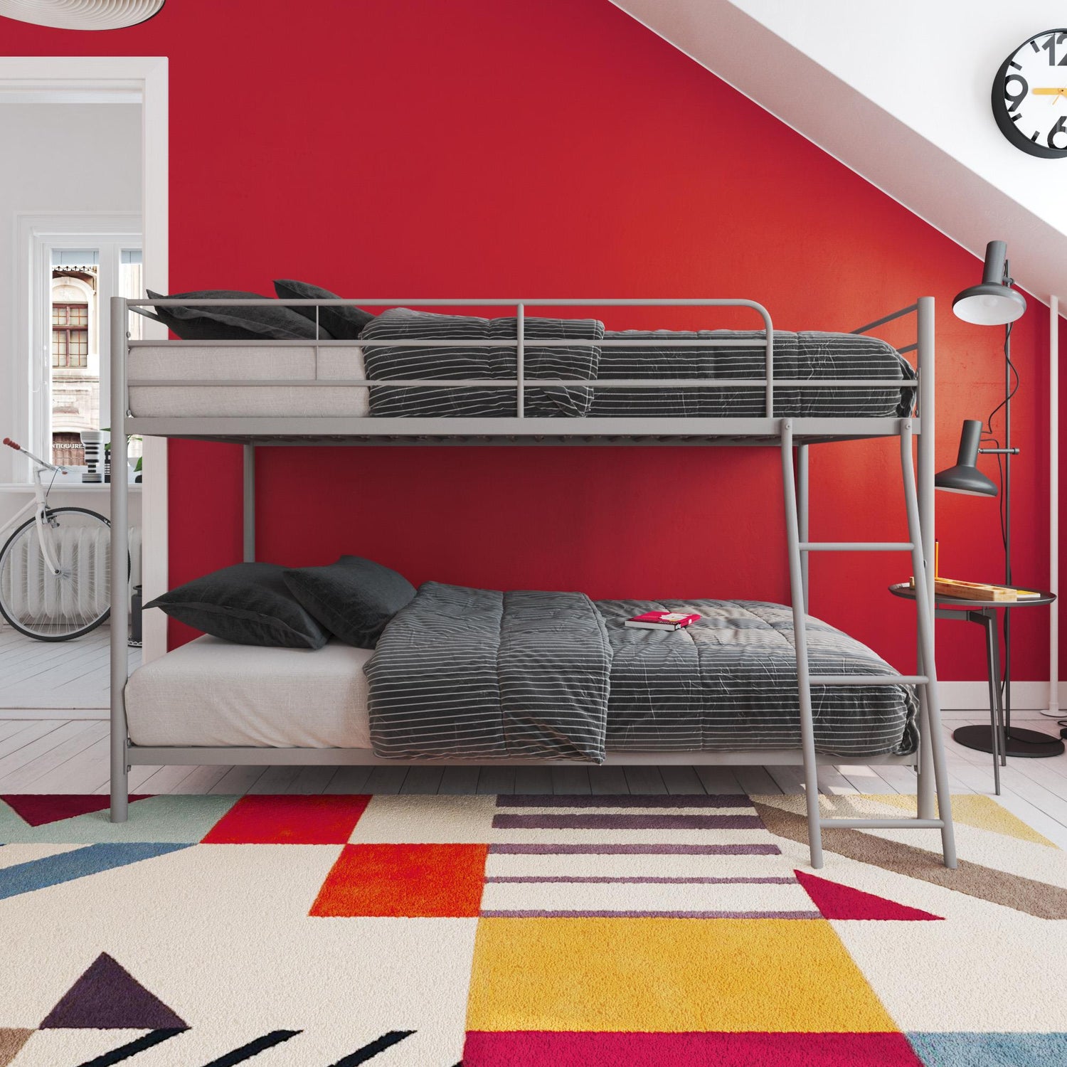 Atwater Living Bloor Small Space Twin Over Twin Bunk Bed Silver The Brick